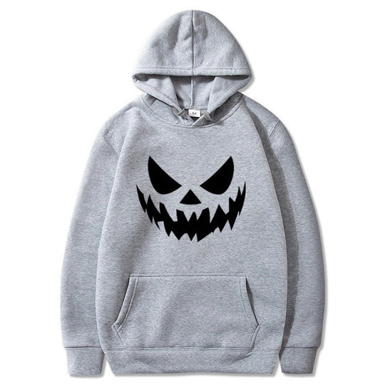 Unisex nan Kapuzenpullover mit gruseligem Kürbisgesicht-Print und Oversize Kängurutasche EB