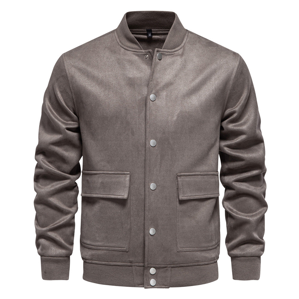 Herren leichter Kunstleder-Jacke mit praktischen Taschen EB