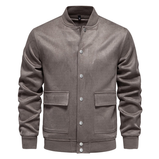 Herren leichter Kunstleder-Jacke mit praktischen Taschen EB
