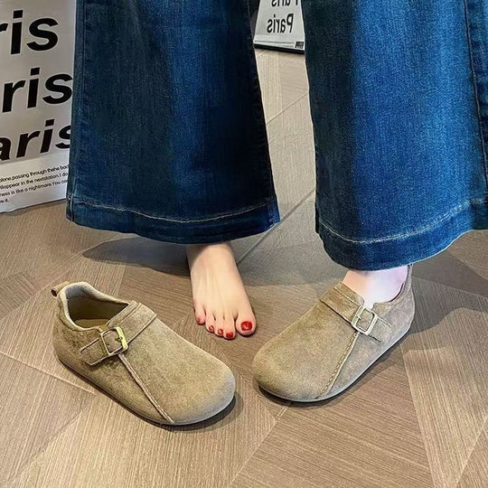 Damen Komfortable Mokassins mit verstellbarem Riemen und weichem Obermaterial EB