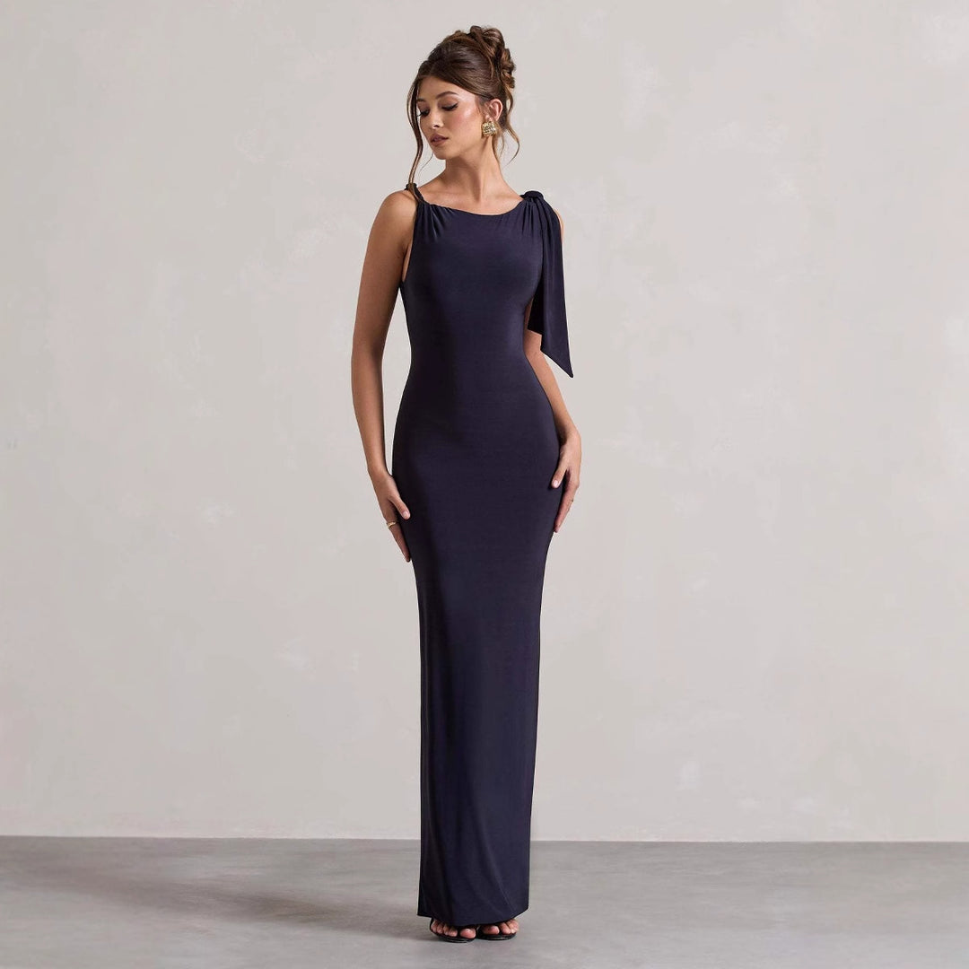 Damen Langärmliges Wickelkleid mit asymmetrischem Schnitt und eleganter Taillierung EB