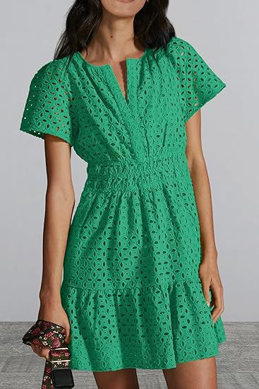 Damen Sommerkleid im romantischen Broderie Anglaise Stil EB