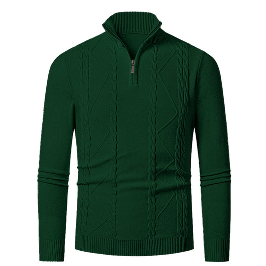 Herren Strickpullover mit Halb-Zip und strukturiertem Muster EB
