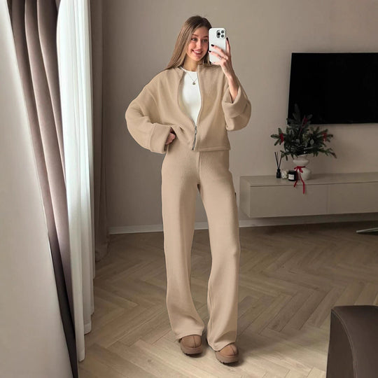 Damen Modisches und bequemes Strick-Ensemble mit weitem Schnitt EB