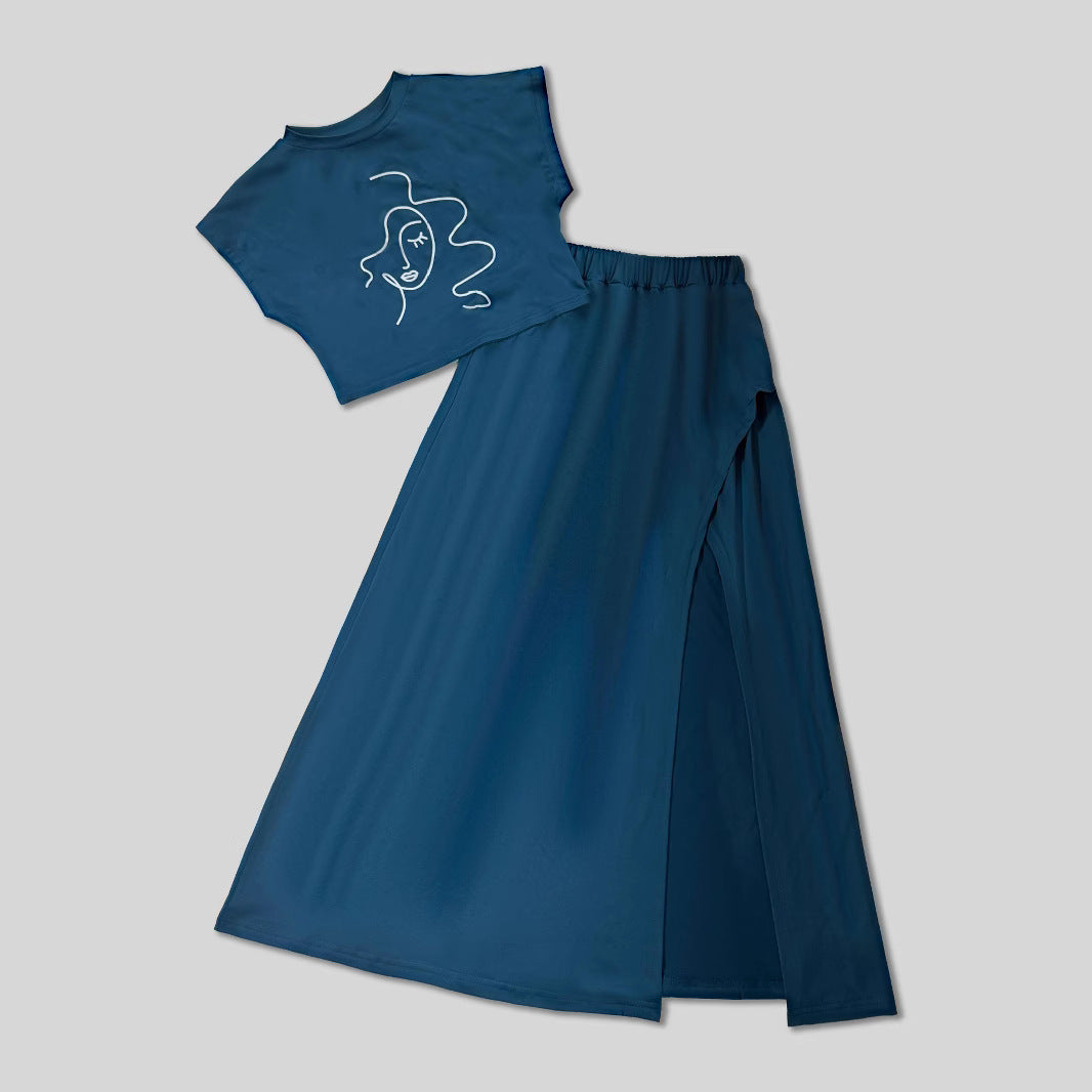 Damen Zweiteiliges Set mit Crop-Top und Maxirock EB