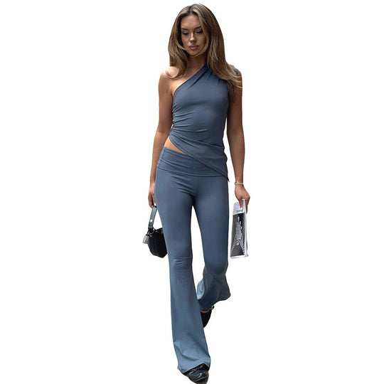 Damen asymmetrisches Jumpsuit mit dekorativer Wickeloptik und weichem, stretchy Material EB