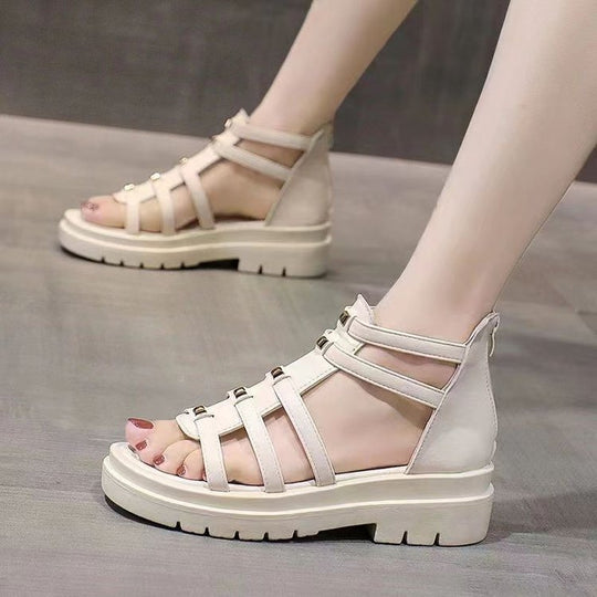 Damen nan gladiatorische Plateausandalette mit gepolstertem Komfortfußbett, profilierter Plateausohle und Rückreißverschluss EB