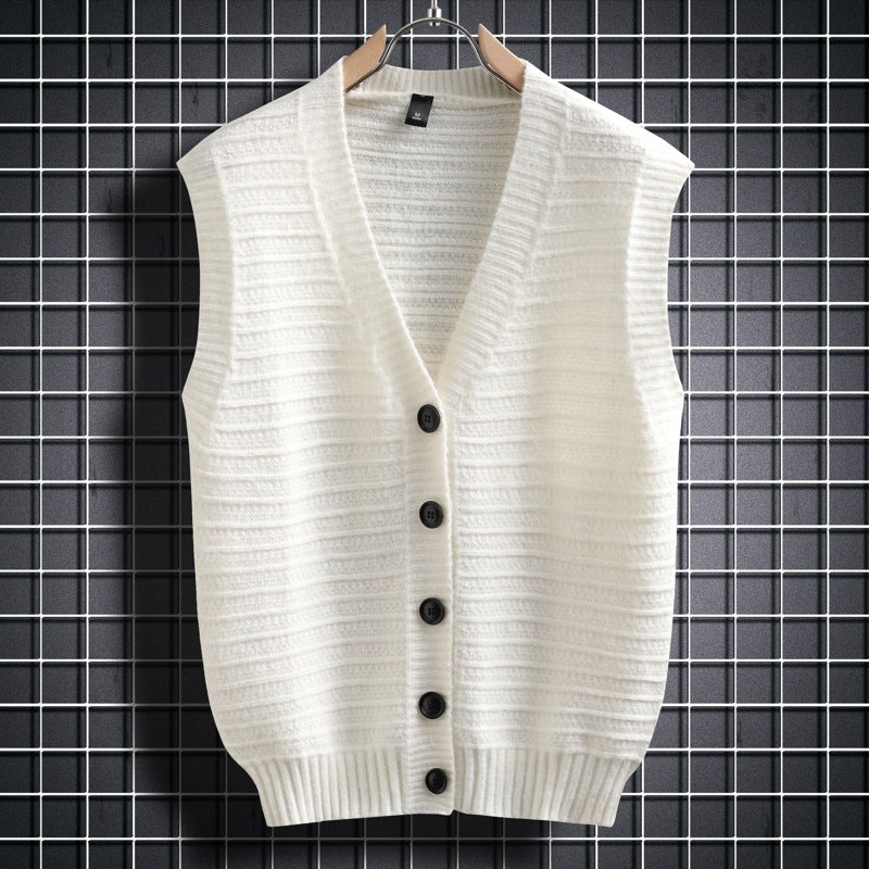Damen ärmellose Strickjacke mit Knopfdetails und feinem Design EB