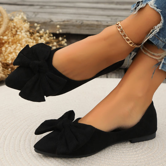 Damen Ballerinas mit eleganter Schleifenapplikation und spitzem Zehenbereich EB