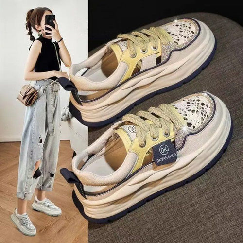 Damen Chunky Sneakers mit atmungsaktiver Mesh-Oberfläche und komfortabler Dämpfung EB