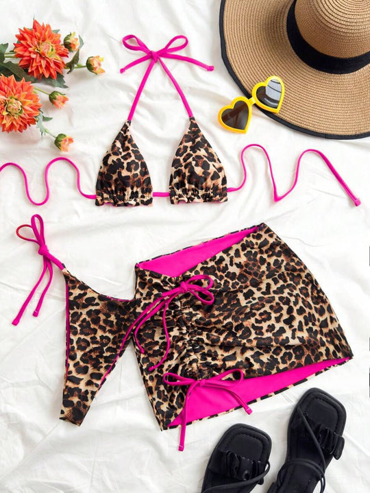 Damen Triangel-Bikini-Set mit rüschenfreien Details und Wickelrock EB