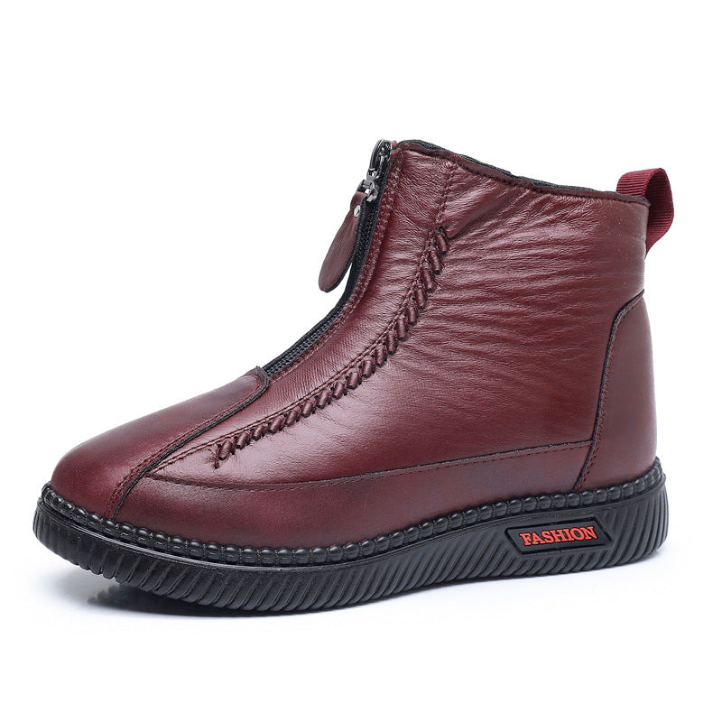 Damen Modische Stiefeletten mit doppeltem Reißverschluss und rutschfester Sohle EB