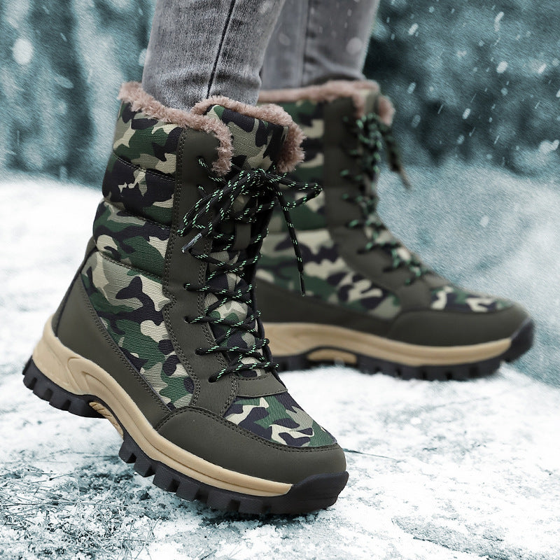 Damen Camouflage Winterstiefel mit isoliertem Futter und rutschfester Sohle EB
