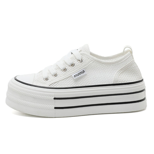 Damen Premium Plateau Sneakers mit atmungsaktivem Obermaterial EB