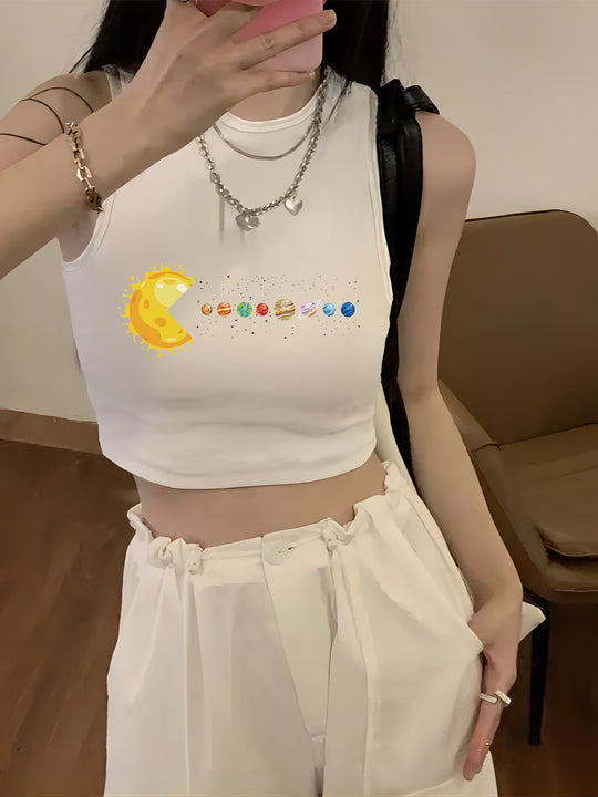 Damen Crop-Top mit kreativem Spruch und lässigem Schnitt EB