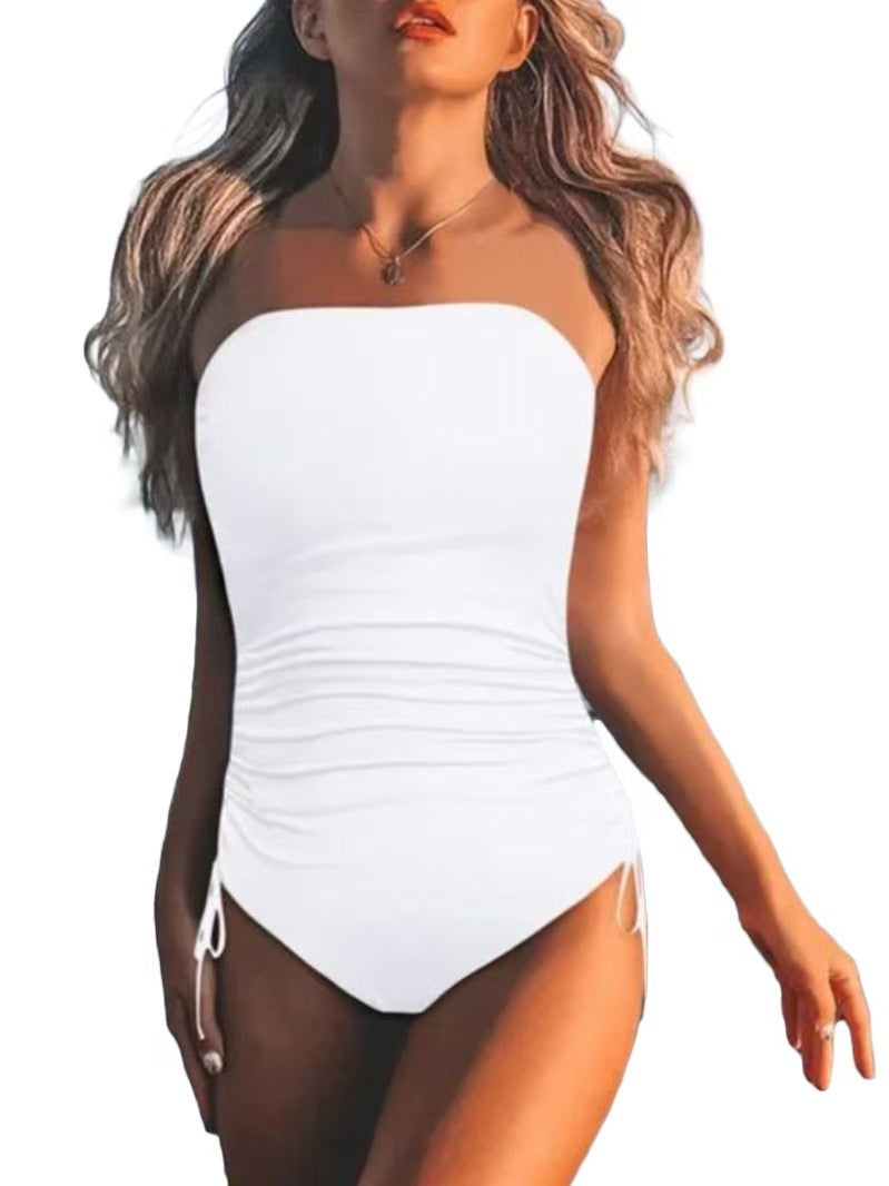 Damen Bandeau Badeanzug mit seitlichen Raffungselementen EB