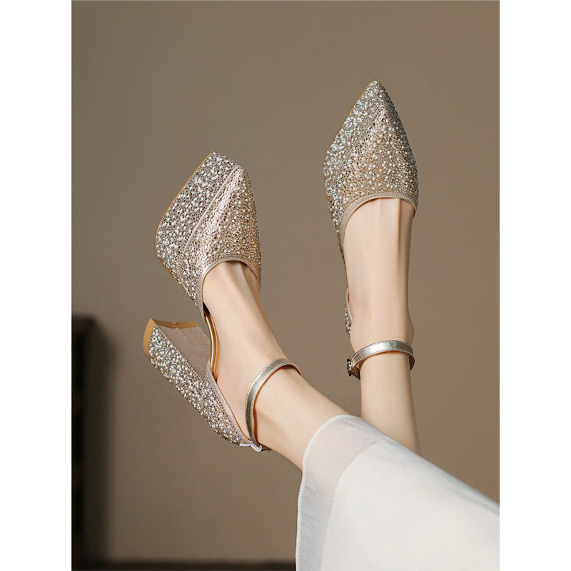 Damen Plateau-Pumps mit glitzerndem Strass-Design EB