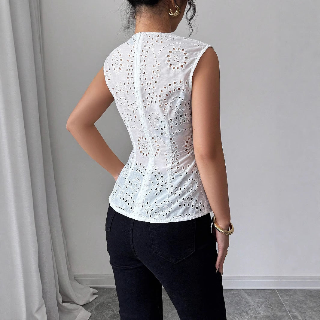Damen Elegantes Oberteil mit Knopfdetails EB