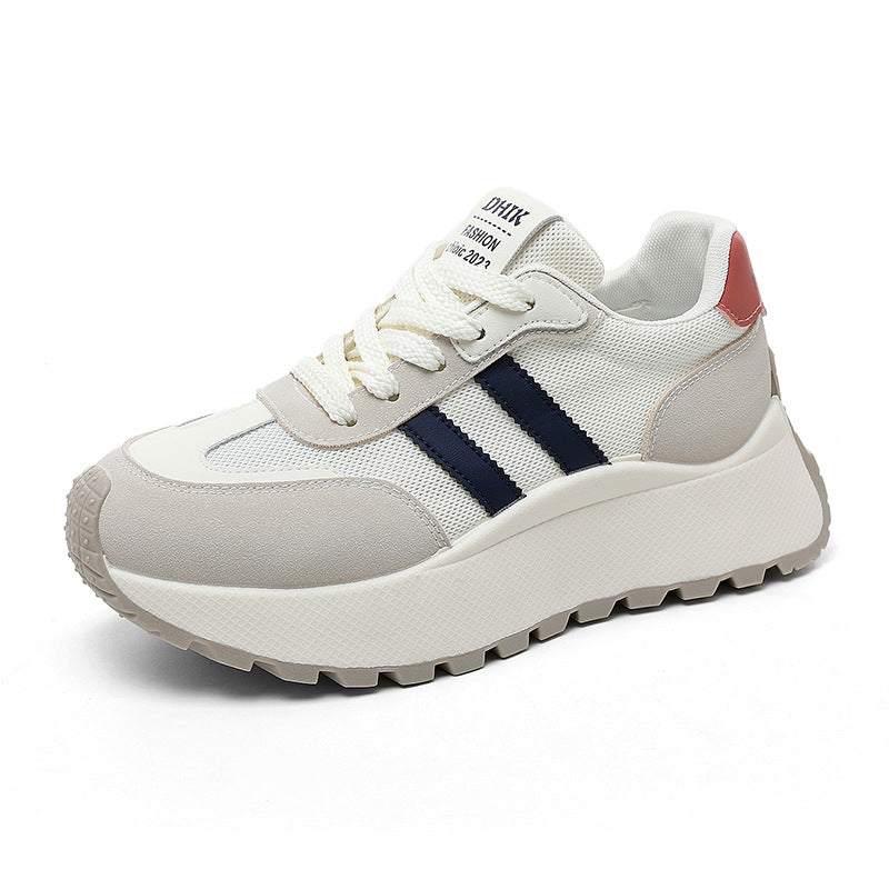 Damen Modische Plateausneaker mit atmungsaktiver Mesh-Oberfläche und stoßdämpfendem Sohlenprofil EB