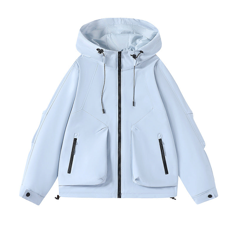 Herren technische Softshell-Kapuzenjacke mit wasserabweisender Membran, großen Fronttaschen und verstellbarem Kordelzug EB