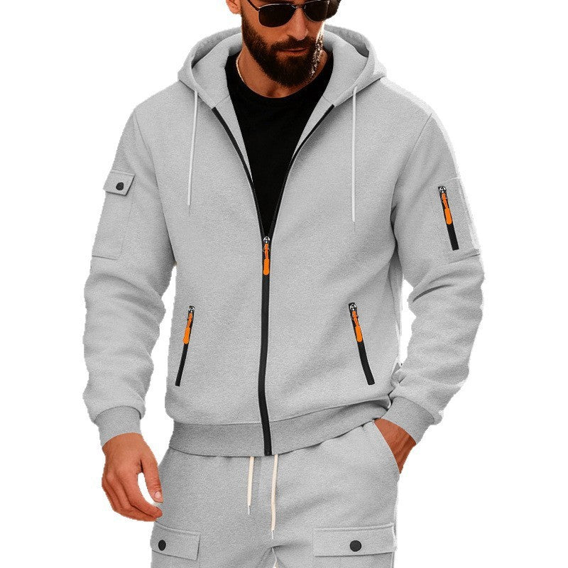 Herren nan technische Kapuzenjacke mit durchgehendem Reißverschluss, multiplen Reißverschlusstaschen und weichem Neopren-Finish EB