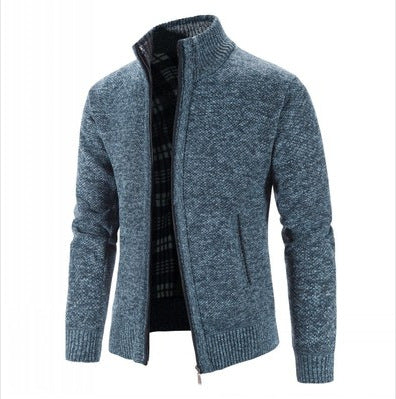 Herren lässige Strickjacke mit hohem Kragen und praktischem Reißverschluss EB