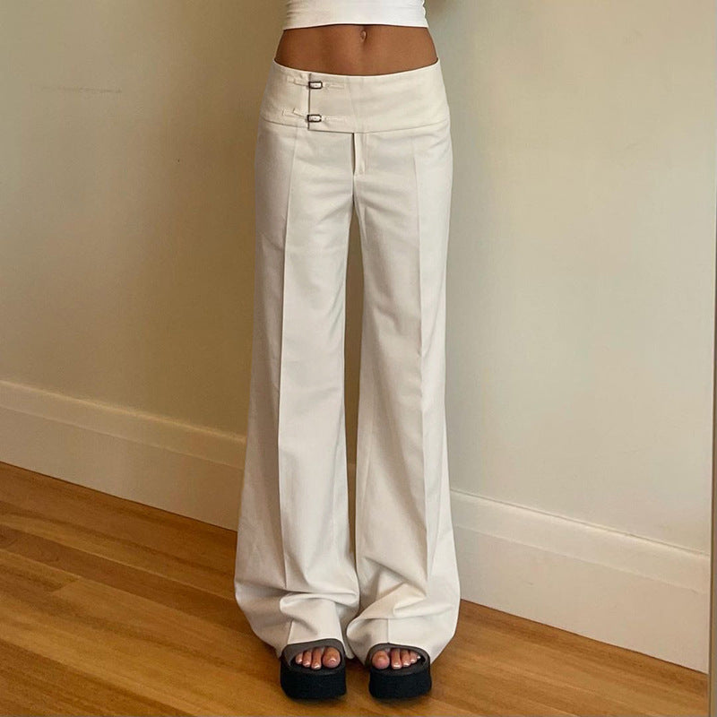 Damen Flared Pants mit modischem Taillengürtel EB