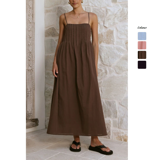 Damen Maxikleid mit gerafftem Oberteil und spaghettiträgern EB