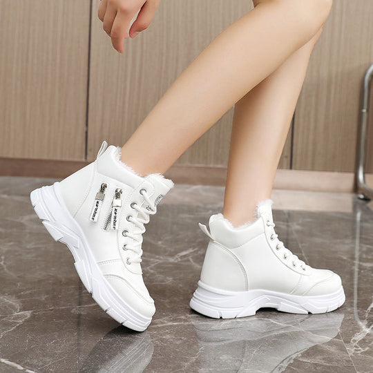 Damen High-Top Sneakers mit warmem Innenfutter und modischem Reißverschluss EB