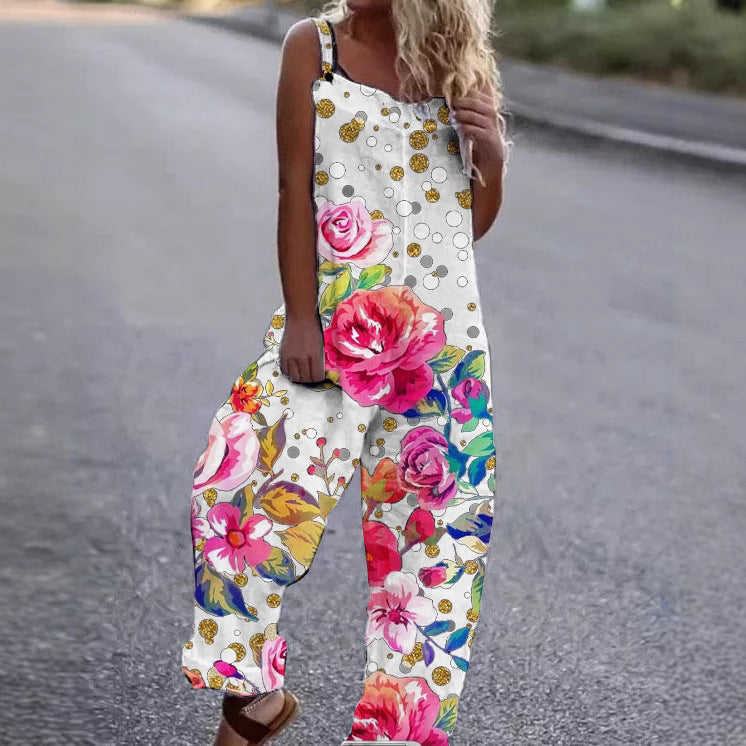 Damen Künstlerische Blumenmuster Overall EB