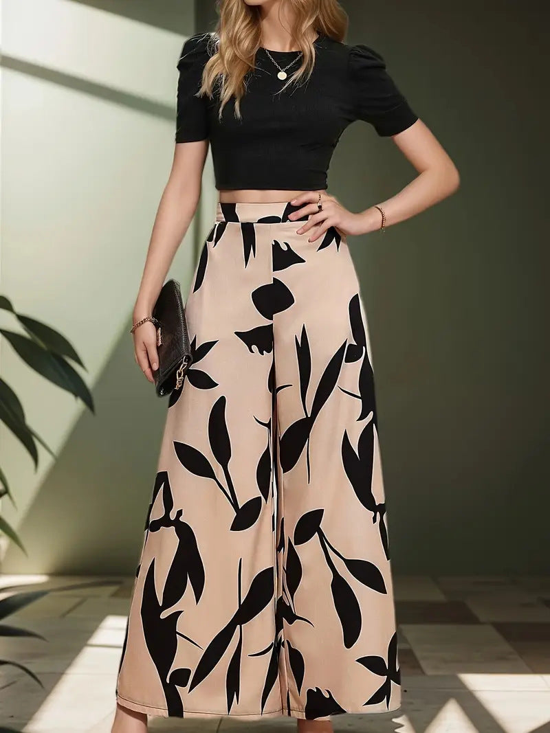 Damen Palazzohosen mit floralem Muster EB