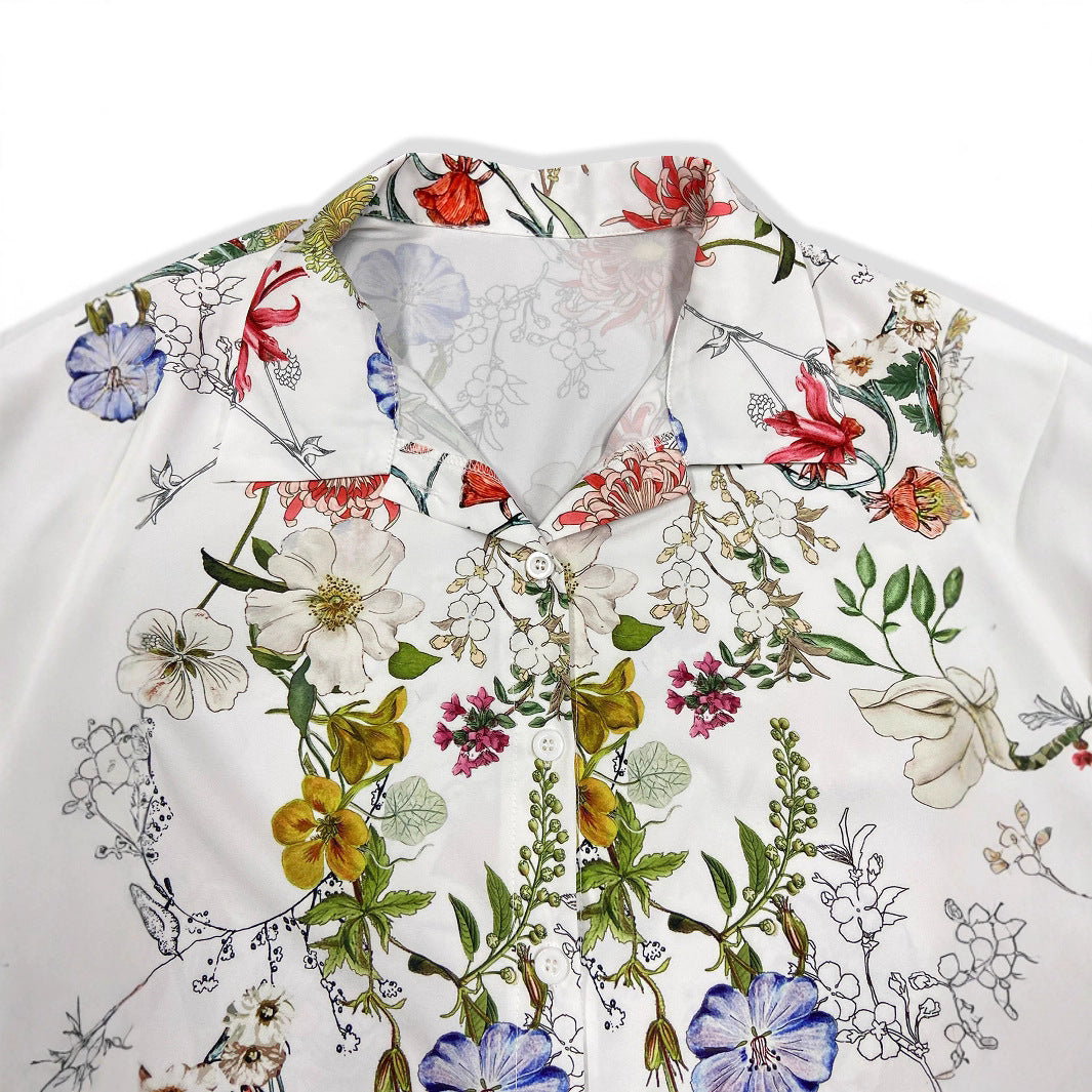 Damen elegante Bluse mit floralem Design und bequemen Schnitt EB
