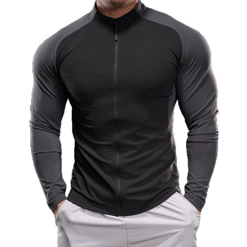 Herren Slim‑Fit Performance‑Trainingsshirt mit durchgehendem Reißverschluss und Raglanärmeln EB