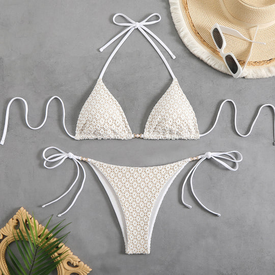 Damen Triangel-Bikini-Set mit verstellbaren Trägern und elegantem Mustermix EB