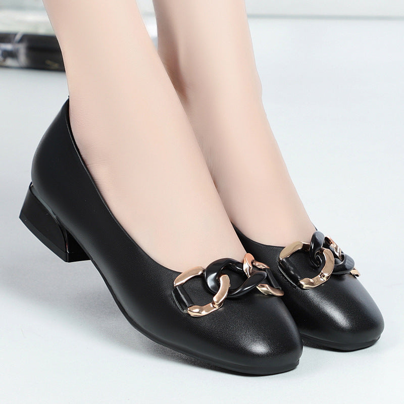 Damen elegante Ballerinas mit modischem Schmuckdetail und komfortablem Absatz EB