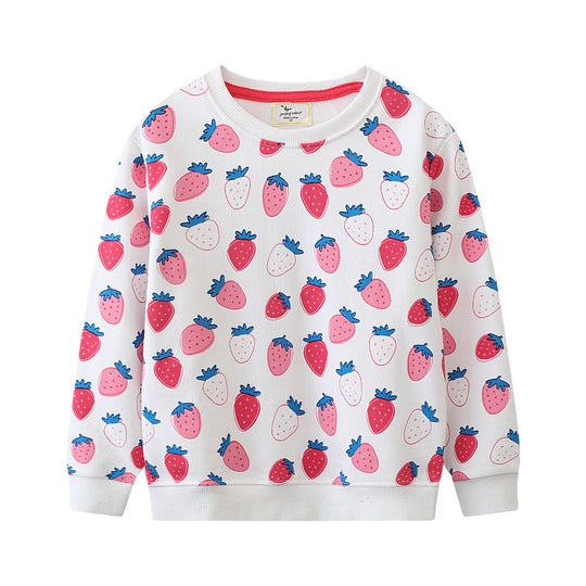 Mädchen Sweatshirt mit fröhlichem Erdbeermuster EB