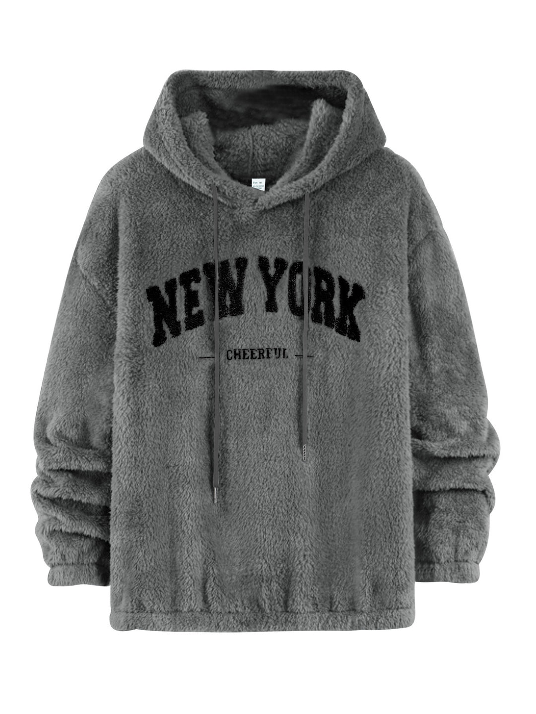 Unisex nan kuscheliger Plüsch-Hoodie mit Chenille-Logo, Kapuze und elastischem Saum EB