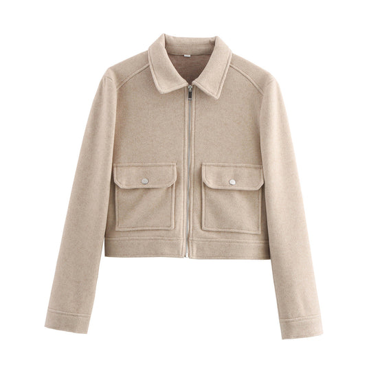 Damen modische Kurzjacke mit praktischen Taschen und elegantem Schnitt EB