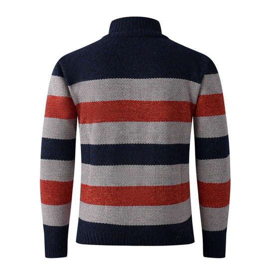 Herren modischer Stehkragen Pullover mit dekorativen Streifen EB