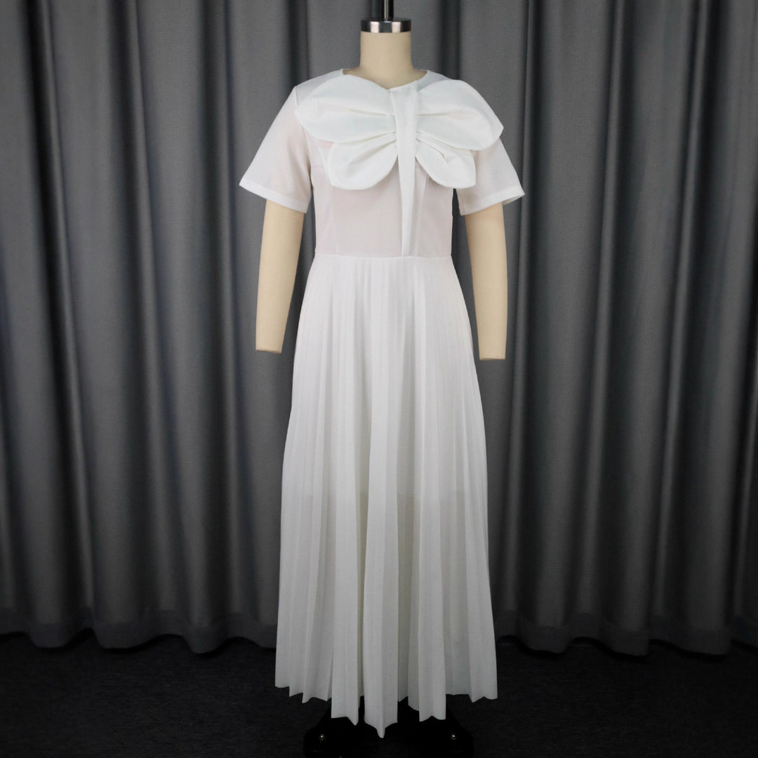 Damen Elegantes Midikleid mit voluminösem Schleifenakzent EB
