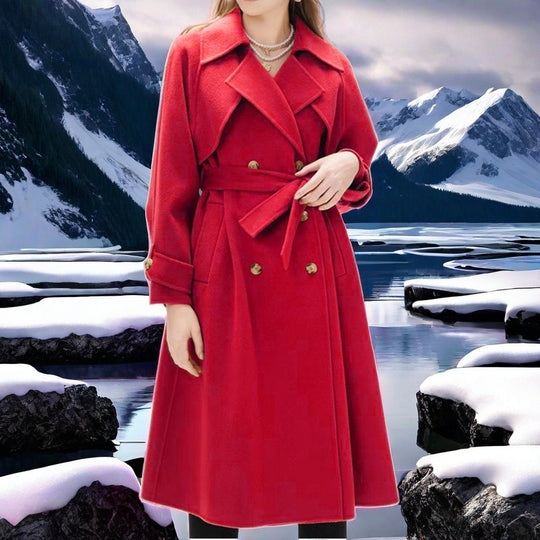 Damen eleganter Trenchcoat mit doppelter Knopfleiste und tailliertem Schnitt EB
