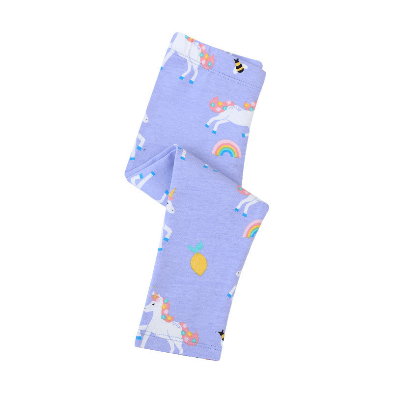 Mädchen Leggings mit fröhlichem Einhorn- und Obstmotiv EB