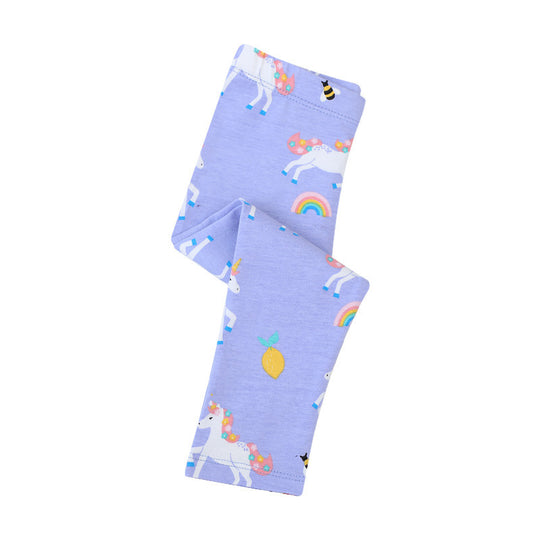 Mädchen Leggings mit fröhlichem Einhorn- und Obstmotiv EB