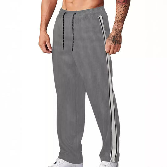 Herren nan gerippte Relax-Jogginghose mit weitem Bein, seitlicher Paspel und elastischem Kordelbund EB