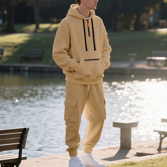Herren sportliches Hoodie und Bundhose Set mit praktischen Taschen EB