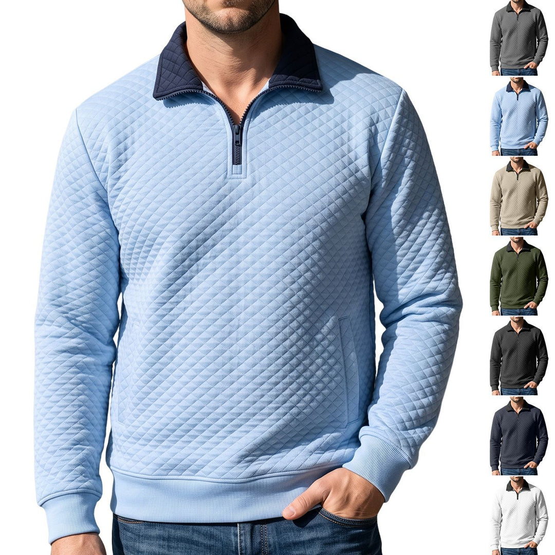 Herren Stepppullover mit Troyerkragen und Halbzip EB