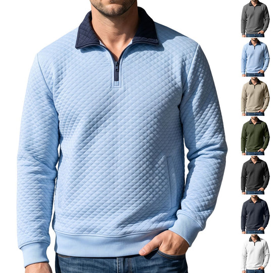 Herren Stepppullover mit Troyerkragen und Halbzip EB