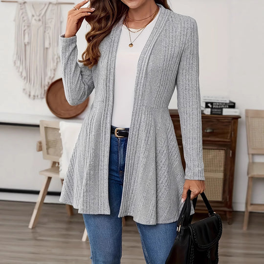 Damen Lange Strickjacke mit schwingendem Saum EB
