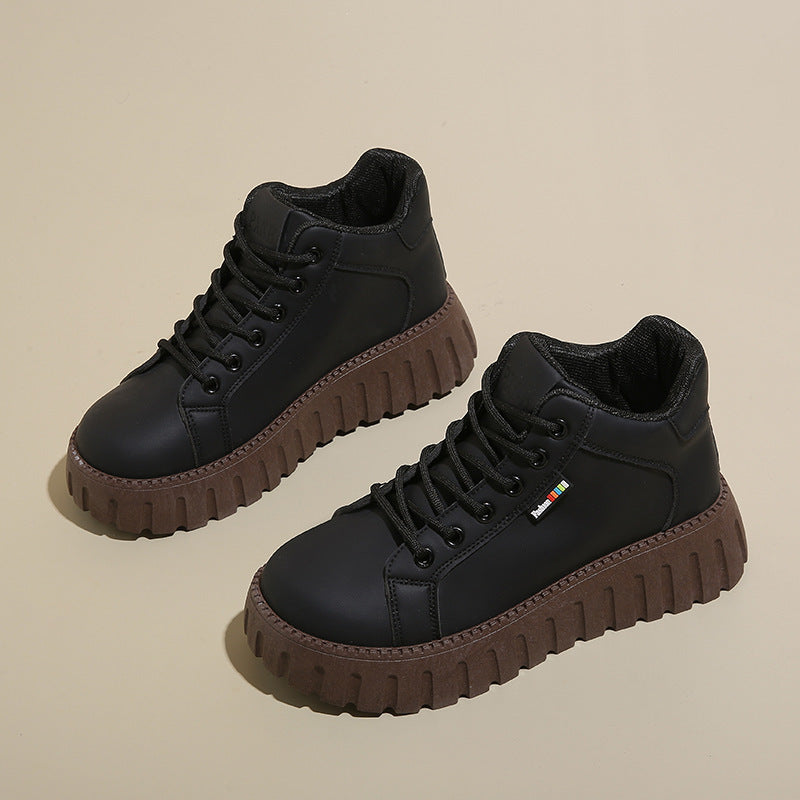 Damen High-Top Sneakers mit dicker Gummi-Laufsohle und wasserabweisendem Obermaterial EB