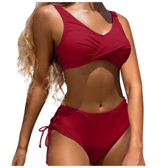 Damen Hochgeschnittener Bikini mit raffiniertem Wickeldetail EB